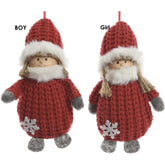 Decoris Hanging Polyester Angel with Knit Hat 14cm - 2 Assorted